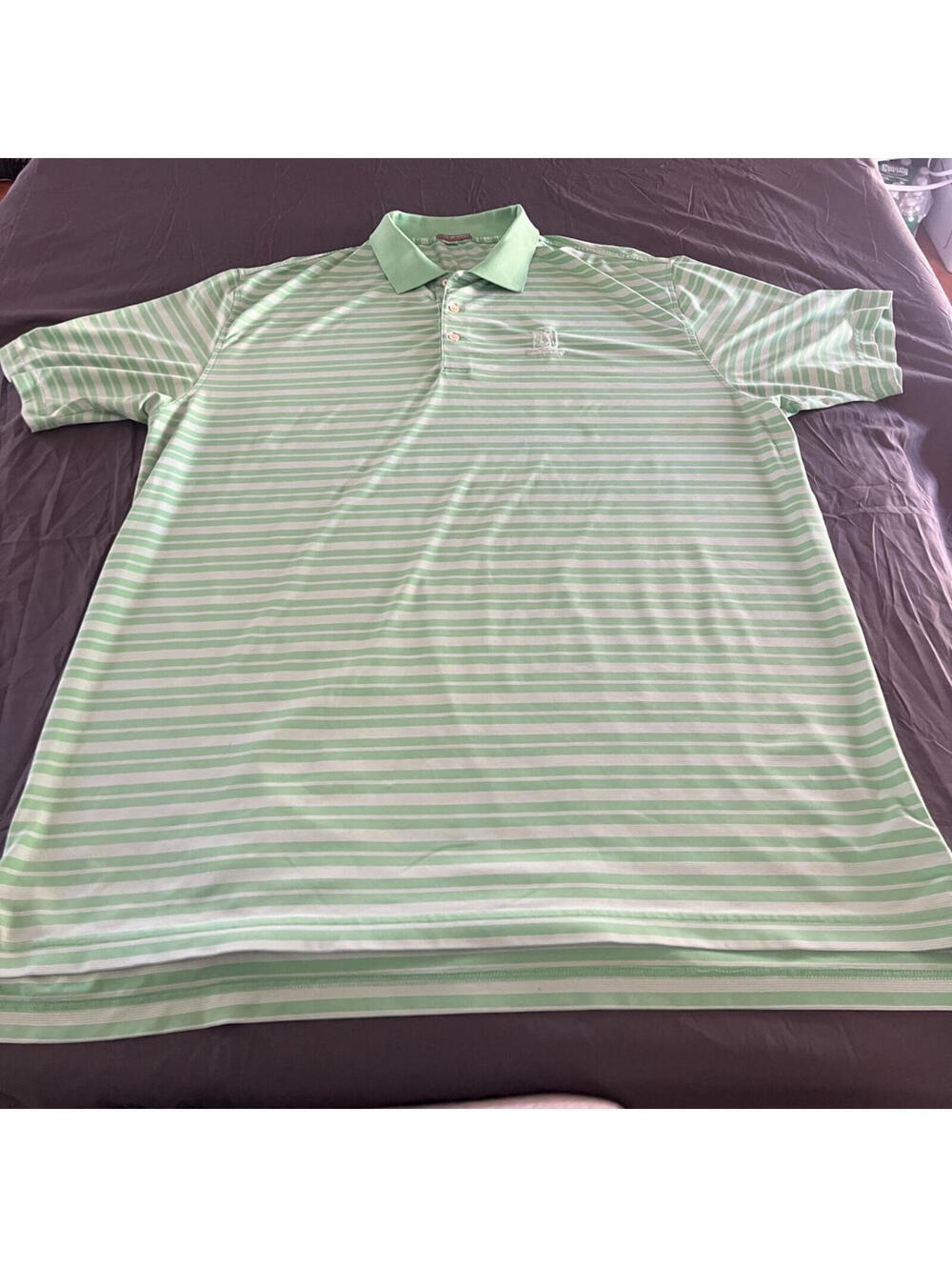Peter Millar Summer Comfort Polo Shirt Mens 2XL Green Striped TPC Golf